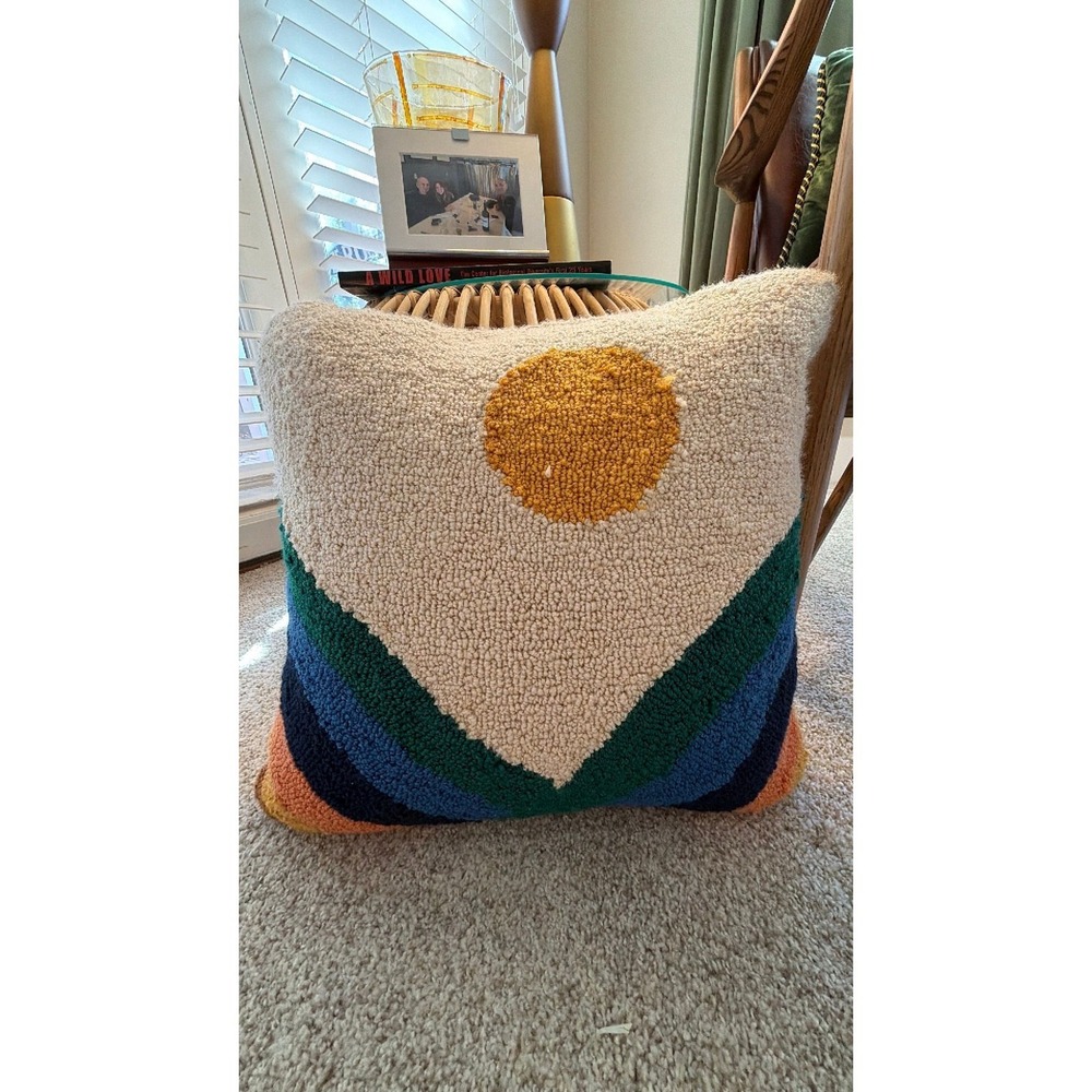 Sunshine Day hand hooked throw pillow 15 inch